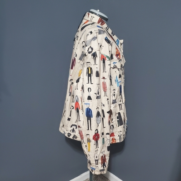 NWT The Kit Olivia Twill Jacket Caricature Drawn Sketched People Flowers Size 4X - Picture 4 of 6